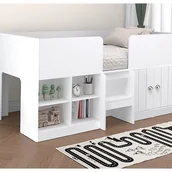 Łóżka - Łóżko podwyższone 90 x 190 cm ze skrzynią i - Biały - BOUTANIO - miniaturka - grafika 1