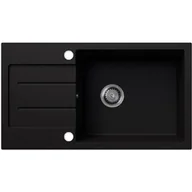 Zlewozmywaki - EOS Zlewozmywak granitowy z ociekaczem RAFAEL czarny brokat srebrny - miniaturka - grafika 1