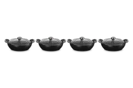 Zestawy garnków i patelni - Le Creuset ZESTAW 4 MINI GARNKÓW 13 CM CZARNY MATT Z POKRYWKĄ - miniaturka - grafika 1
