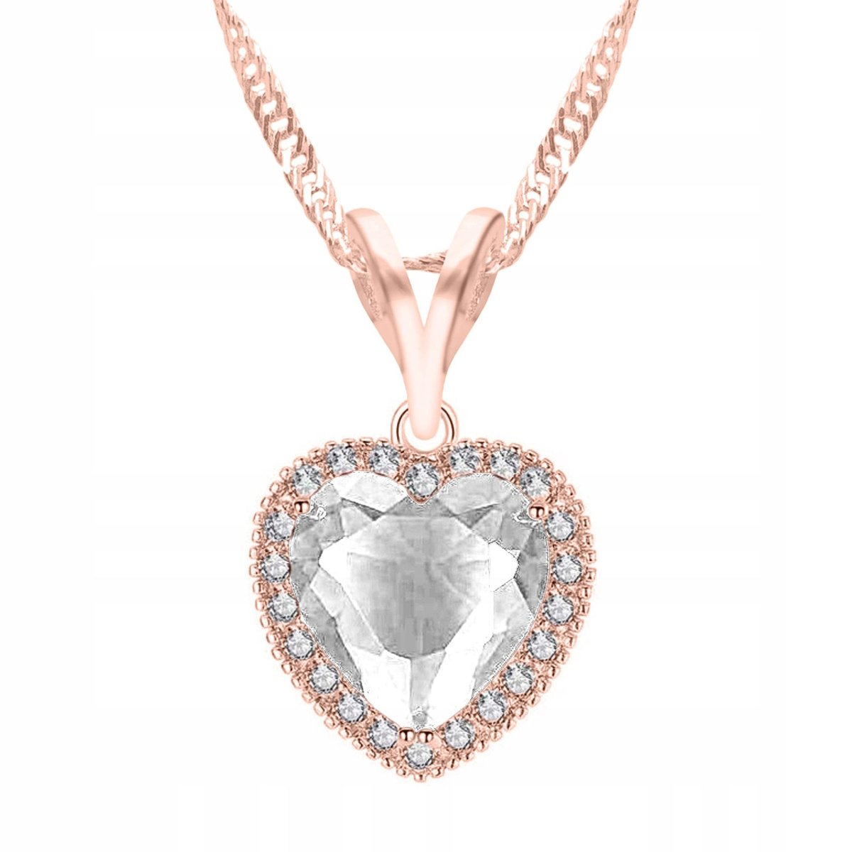 Naszyjnik Pozłacany z Cyrkonią Serduszkiem Heart Serce Serduszko SREBRO 925