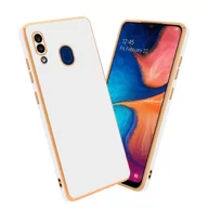 Etui i futerały do telefonów - Pokrowiec Do Samsung Galaxy A20 / A30 / M10s Etui w Glossy Biały - Złoto TPU Silikonowe Obudowa Case Cover Cadorabo - miniaturka - grafika 1