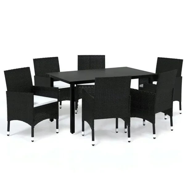 Komplet mebli ogrodowych czarny, stół 150x90x74 cm, krzesło 53x58x84 cm