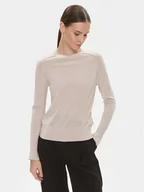 Swetry damskie - Calvin Klein Sweter K20K205777 Beżowy Regular Fit - miniaturka - grafika 1