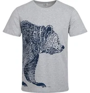 Koszulki męskie - Męski t-shirt z krótkim rękawem, z niedźwiedziem, szary - miniaturka - grafika 1