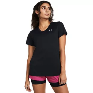 Damska koszulka treningowa Under Armour UA Tech SSV- Solid - czarna - UNDER ARMOUR - Koszulki sportowe damskie - miniaturka - grafika 1