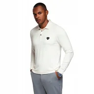 Koszulki męskie - Koszulka polo długi rękaw zapinana na guziki kremowa V2 OM-POLS-0139 r. XL - miniaturka - grafika 1