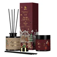 Zapachy do domu - HiSkin Pachnące Święta zestaw dyfuzor zapachowy Szarlotka z Cynamonem 80ml + naturalna świeca sojowa Grzane Wino 100ml - miniaturka - grafika 1