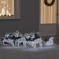Ozdoby bożonarodzeniowe - vidaXL LED Renifery 5 pcs Biały tkanina - miniaturka - grafika 1