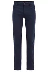 BOSS Męskie spodnie Schino-Slim D Slim-fit z rozciągliwej bawełny satynowej niebieskiej, NIEBIESKI, 44 - Spodenki męskie - miniaturka - grafika 1