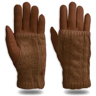 Rękawiczki - Rękawiczki Damskie Ladygrace Brązowe, Dotykowe 2W1 - miniaturka - grafika 1