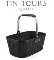 Kosze wiklinowe - CZARNY BAMBUSOWY KOSZYK ZE SKŁADANYM UCHWYTEM 33x22x14/31 cm - miniaturka - grafika 1