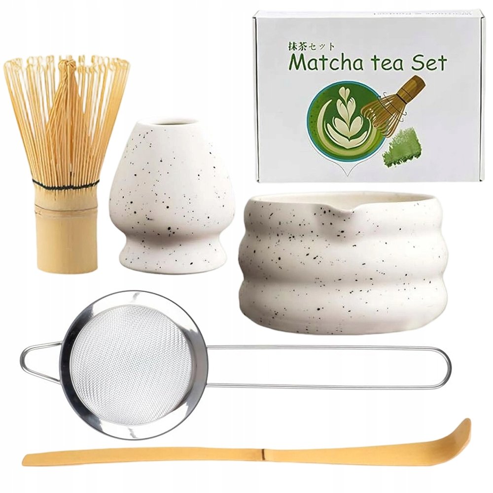 Tradycyjny Zestaw Prezentowy Matcha Chasen Chashaku Matchawan Ceramika 5Szt
