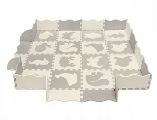 Mata puzzlowa 150x150cm beżowa zwierzątka - Maty edukacyjne - miniaturka - grafika 1