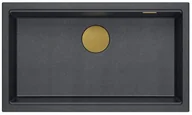 Zlewozmywaki - QUADRON Zlewozmywak (76x44) DASH 110 czarny mat, elementy miedziane HQD7644U7_PVDC1_U - miniaturka - grafika 1
