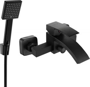 Mexen Libra R45 bateria wannowa z zestawem prysznicowym, czarna - 74513R45-70 - Zestawy baterii łazienkowych - miniaturka - grafika 1