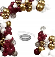 Balony i akcesoria - ZESTAW DEKORACJI GIRLANDA BORDOWY ZŁOTY BIAŁY BALONY dekoracje na urodziny - miniaturka - grafika 1