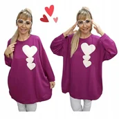 Bluzki damskie - UROCZA TUNIKA SERDUSZKO luźne biodra modna bluza bawełna 54 56 7XL 8XL 3219 - miniaturka - grafika 1