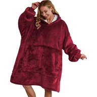 Bluzy damskie - BLUZA KOC TV OVERSIZE BORDOWA - miniaturka - grafika 1