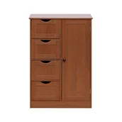 Szafki łazienkowe - Rebecca Mobili Szafka Łazienkowa 4 Szuflady 1 Drzwi w Brązowym Drewnie Nowoczesne Meble Stojące - miniaturka - grafika 1