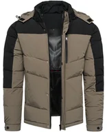 Kurtki męskie - Kurtka męska ocieplana z odczepianym kapturem czarno-szara Recea - miniaturka - grafika 1