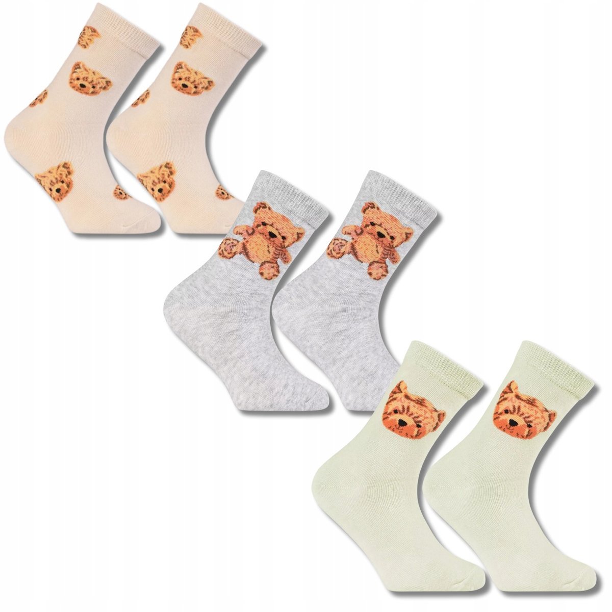 Długie Skarpety Dziecięce Bawełniane Skarpetki W Misie 3-Pak Moraj 27-30