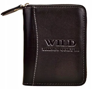 Czarny Zasuwany Skórzany Portfel Męski Na Suwak Hq - Portfele - miniaturka - grafika 1