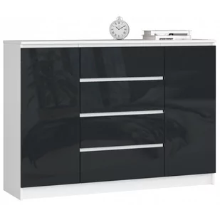 KOMODA K 140 cm 2 DRZWI 4 SZUFLADY AKRYL GRAFIT WYSOKI POŁYSK - Komody - miniaturka - grafika 1