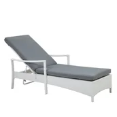 Leżaki ogrodowe - Beliani Leżak rattan biały poducha szara VASTO - miniaturka - grafika 1