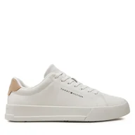 Sneakersy męskie - Sneakersy Tommy Hilfiger Th Court Leather Grain Ess FM0FM05297 Écru - miniaturka - grafika 1