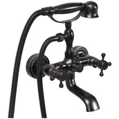 Baterie umywalkowe - Fala Bateria wannowa Retro 75808 Czarny - miniaturka - grafika 1