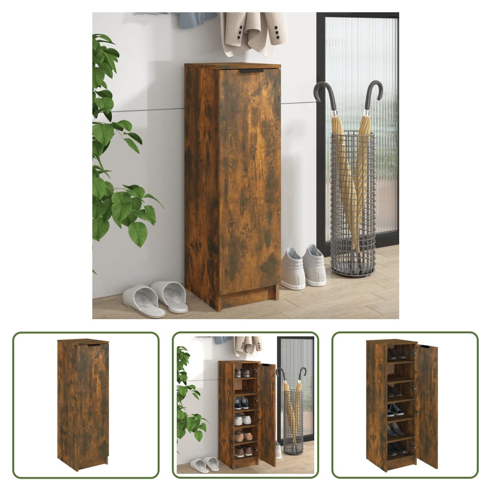 The Living Store Szafka na buty dąb wędzony 30x35x100 cm materiał drewnopochodny