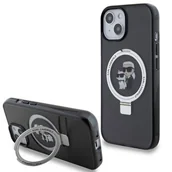 Etui i futerały do telefonów - Karl Lagerfeld KLHMP15MHMRSKCK iPhone 15 Plus 6.7"czarny/black hardcase Ring Stand Karl&Choupettte MagSafe - miniaturka - grafika 1