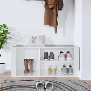 Lumarko Szafka na buty, wysoki połysk, biała, 100x35x45 cm - Szafki na buty - miniaturka - grafika 4
