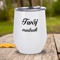 Kubki - Biały kubek ze stali nierdzewnej z Twoim nadrukiem - miniaturka - grafika 1