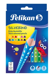 Kredki Silverino trójkątne grube 12 kolorów - Przybory szkolne - miniaturka - grafika 1
