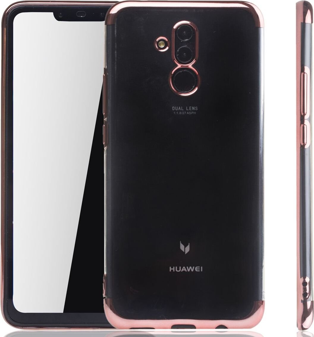 Etui na telefon komórkowy Huawei Mate 20 Lite Rose Pink - Clear - TPU Silicone Case Backcover w przezroczystym kolorze Rose Pink
