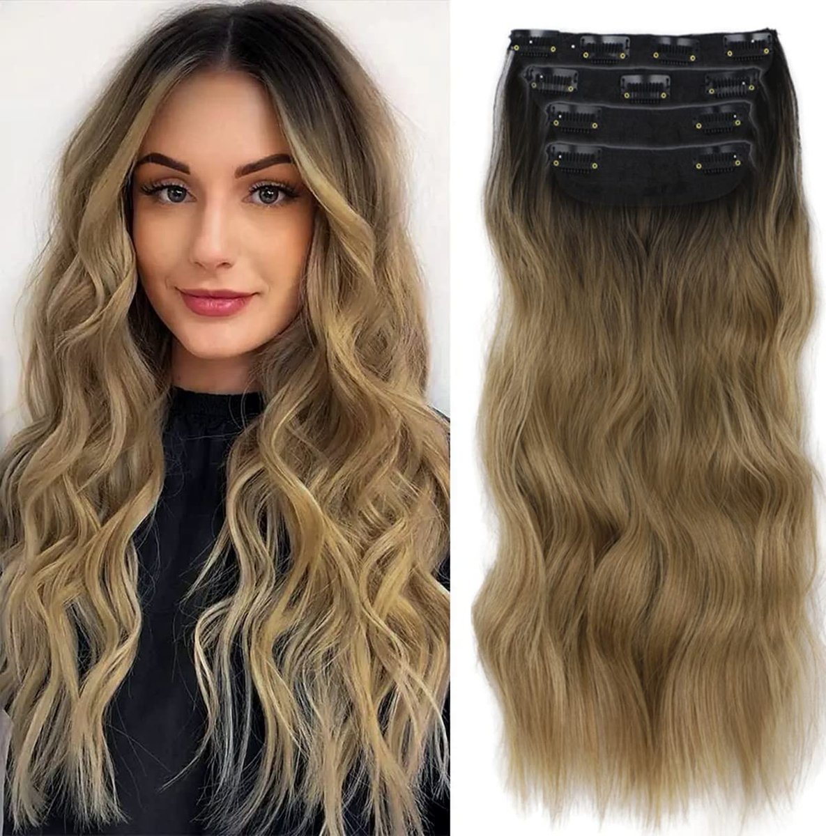 Juziviee Dopinki do przedłużania włosów z klipsami brązowe 50 cm 200 g