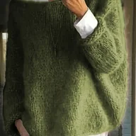 Swetry damskie - TEMU Damski Zimowy Ciepły Sweter-Płaszcz z Dekoltem Łódką i Odkrytymi Ramionami - Jednokolorowa Kurtka z Długim Rękawem i Kołnierzem, Od Casual po - miniaturka - grafika 1