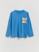 Bluzki dla chłopców - Reserved - Bawełniany longsleeve - niebieski - miniaturka - grafika 1