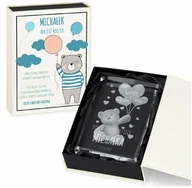 Pamiątka Chrztu Świętego - Murrano Kryształ 3D Grawerowany Miś w Personalizowanym Opakowaniu dla Chłopca KRSZ-M1-007 - miniaturka - grafika 1