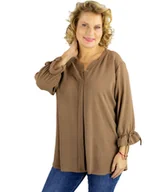 Bluzki damskie - Elegancka koszula tunika oversize z wiązaniami na rękawach SOPHIE-56 - miniaturka - grafika 1