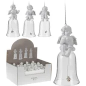Ozdoby bożonarodzeniowe - Zawieszka dzwonek z aniołem 13 cm mix - miniaturka - grafika 1