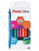 Długopisy - Pentel BX470/8 8 chowanych długopisów iZee z metalowym klipsem Duża końcówka 1 mm - miniaturka - grafika 1