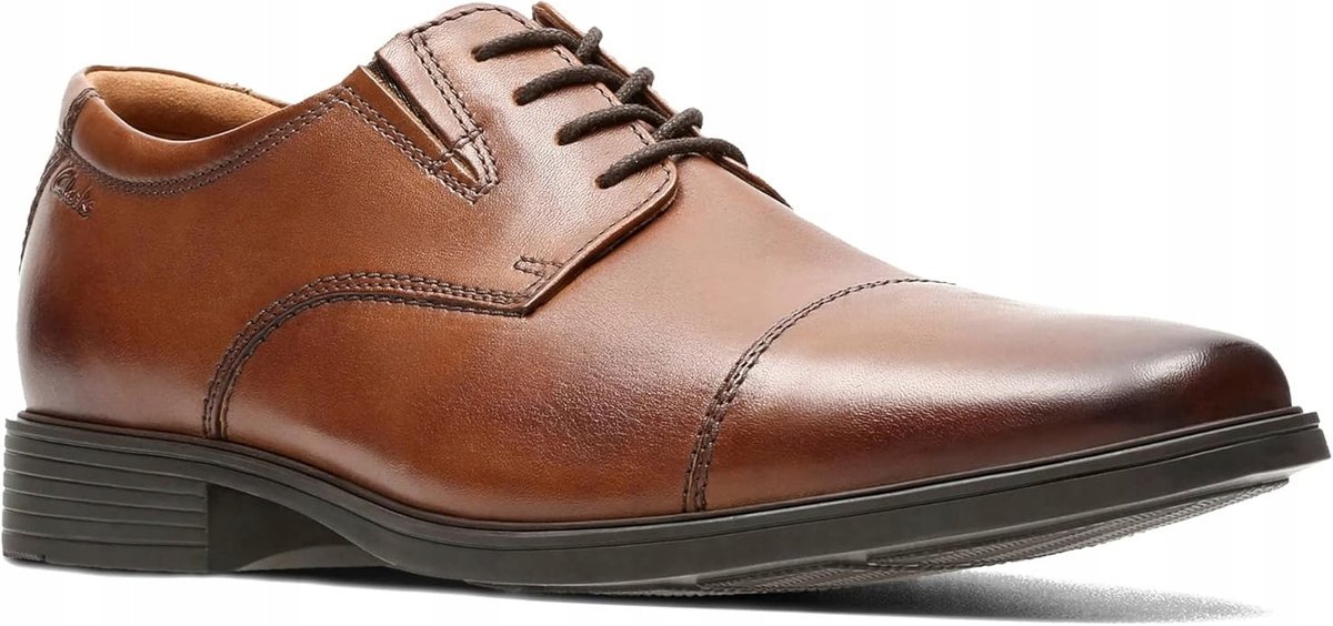 CLARKS BRĄZOWE MĘSKIE PÓŁBUTY SKÓRZANE Z OZDOBNYM SZYCIE 42 16GA