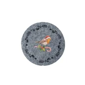 Obrusy i serwetki - Podkładka filcowa pod kubek 10 cm ptaszek beżowy / szary 4 sztuki - miniaturka - grafika 1