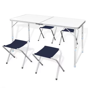 vidaXL vidaXL Składany stół kempingowy 4 krzesła i regulowana wysokość 120 x 60 cm - Latarki - miniaturka - grafika 1