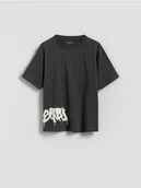 Koszulki dla chłopców - Reserved - Bawełniany t-shirt oversize - ciemnoszary - miniaturka - grafika 1