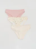 Majtki damskie - Reserved - Wzorzyste majtki figi 3 pack - złamana biel - miniaturka - grafika 1