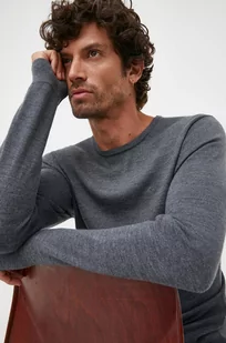 Calvin Klein sweter wełniany męski kolor szary lekki - Swetry męskie - miniaturka - grafika 1
