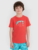 Koszulki dla chłopców - 4F T-shirt regular z nadrukiem chłopięcy - czerwony 122 (6-7 lat) - miniaturka - grafika 1
